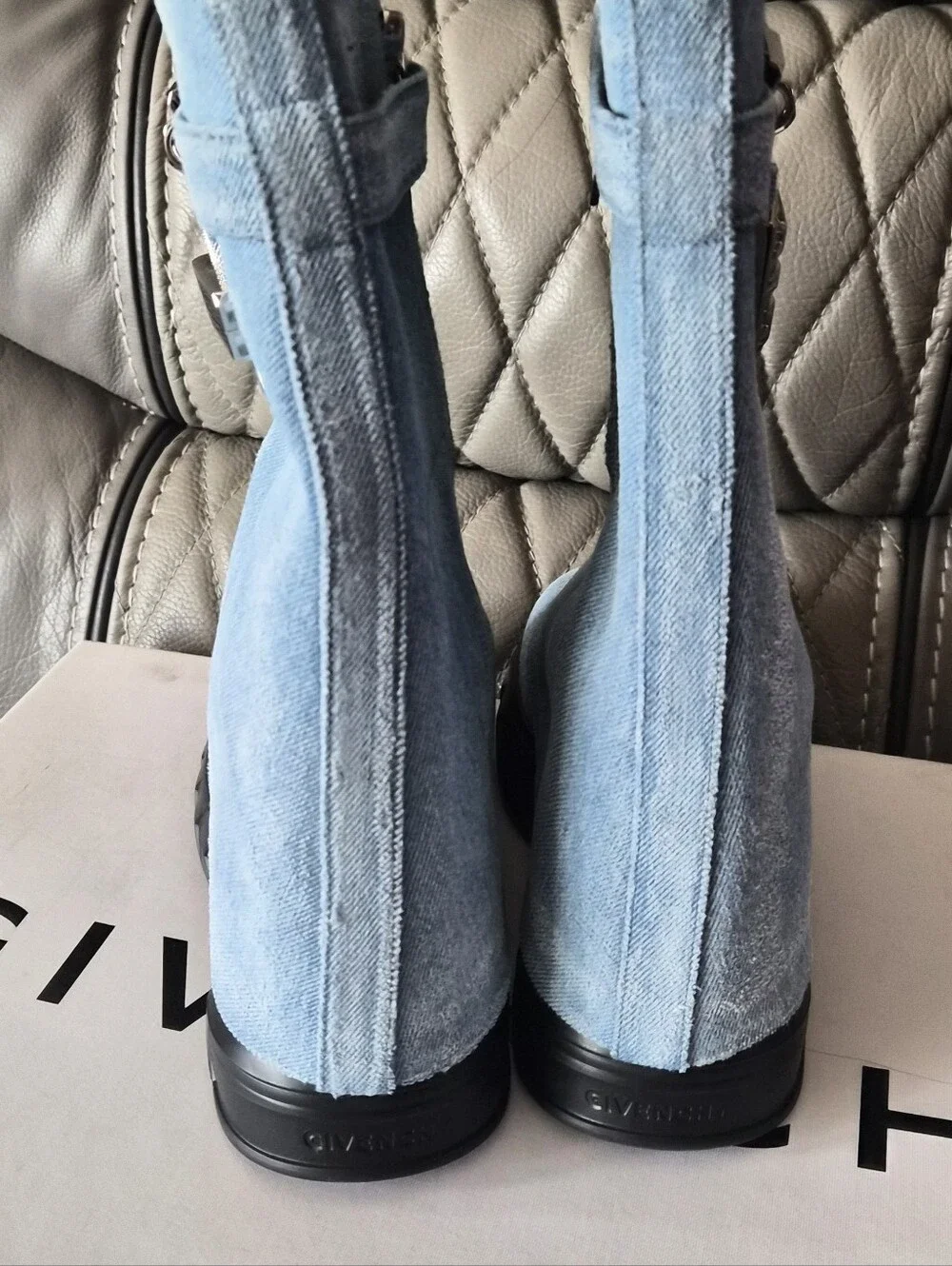 Givenchy Light Blue Suede Mid-Calf Boots